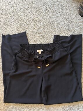 Michael Kors Black Wide-Leg Drawstring Pants